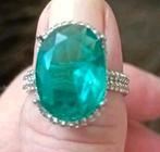 Zilveren ring groene steen maat 20, Sieraden, Tassen en Uiterlijk, Ringen, Verzenden, Nieuw, Zilver, Zilver