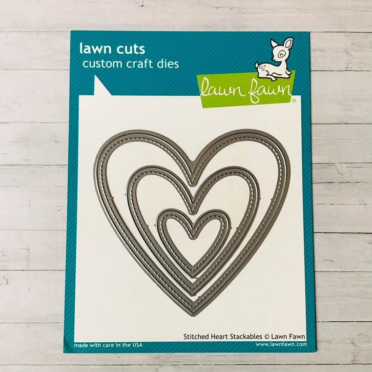 Lawn Fawn Stitched Heart Stackables, Hobby en Vrije tijd, Kaarten | Zelf maken, Zo goed als nieuw, Pons of Mal, Overige thema's