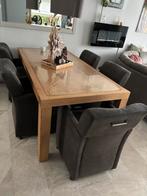 Eethoek - Topkwaliteit  massief hout & uitschuifbare tafel, Huis en Inrichting, Ophalen, Zo goed als nieuw, Tijdloos, 4 tot 6 stoelen