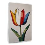 Kleurrijke tulp canvas 60x90cm - 18mm., Huis en Inrichting, Woonaccessoires | Schilderijen, Tekeningen en Foto's, Nieuw, 75 tot 100 cm