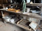 RVS Keukentafel / uitdeelbuffet, Ophalen, 75 cm of meer, Zo goed als nieuw, 200 cm of meer