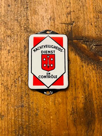 Emaille reclamebord deurpostje nachtveiligheids dienst beschikbaar voor biedingen