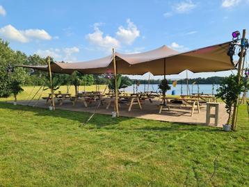 Stretchtent 10 x 10 huren | Unieke taupe kleur | incl. op/af beschikbaar voor biedingen
