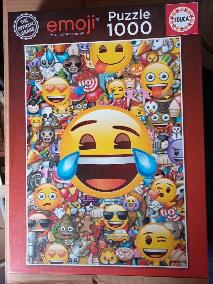 Z.G.A.N. Emoji puzzel (Educa) - 1000 stukjes - compleet, Hobby en Vrije tijd, Denksport en Puzzels, Zo goed als nieuw, Legpuzzel