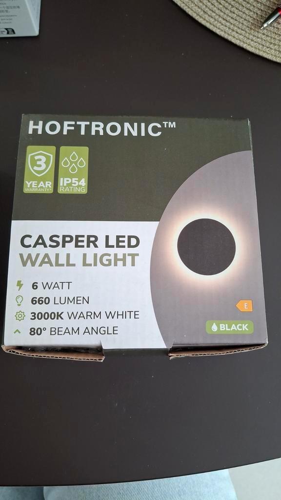 Casper S LED Wandlamp Rond - Zwart, Huis en Inrichting, Lampen | Wandlampen, Nieuw, Kunststof, Metaal, Ophalen of Verzenden