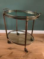 Rollend stukje vintage glamour – theetafel te koop!, Huis en Inrichting, Tafels | Bijzettafels, Antiek / Vintage, Rond, 55 tot 75 cm