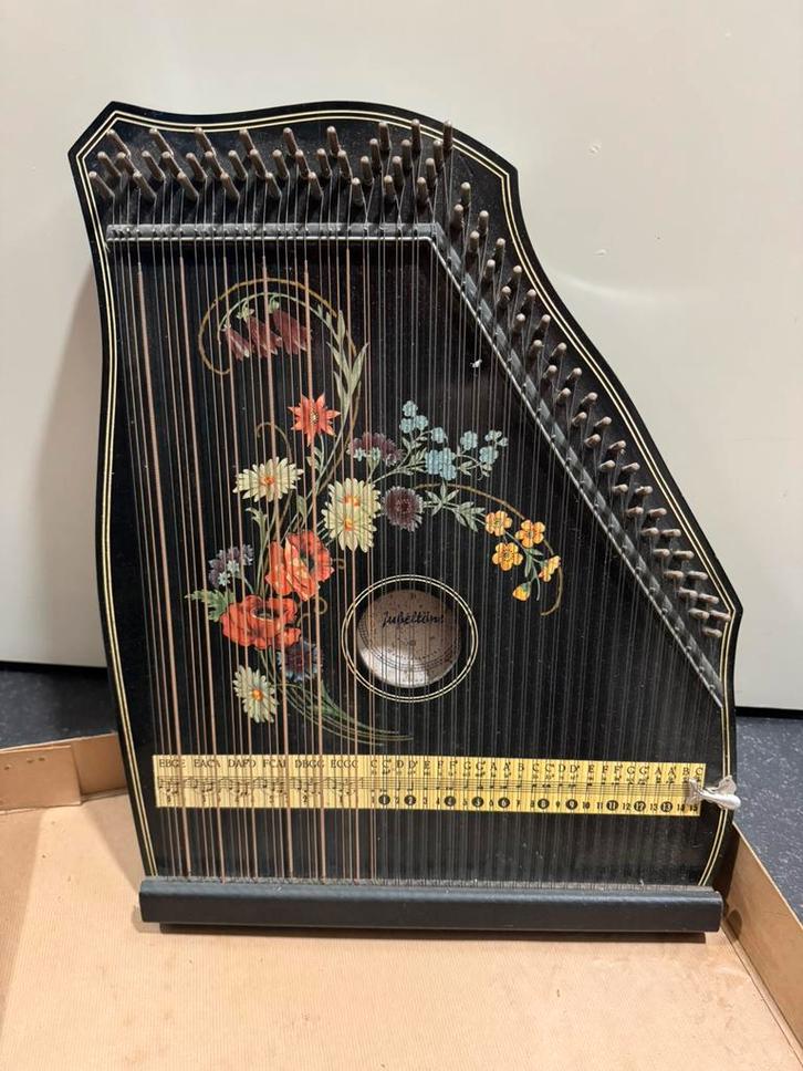 Duitse citer, cither Jubeltöne Konzert-Salon-Harfe 74 snaren, Muziek en Instrumenten, Snaarinstrumenten | Harpen, Gebruikt, Ophalen of Verzenden