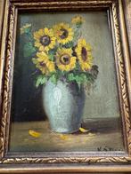 Schilderij zonnebloemen inclusief lijst te koop, Antiek en Kunst, Ophalen of Verzenden