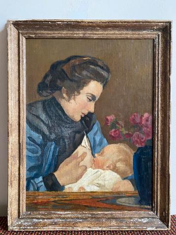 Schilderij moeder en kind, Henri Frédéric Boot (1877-1963) beschikbaar voor biedingen