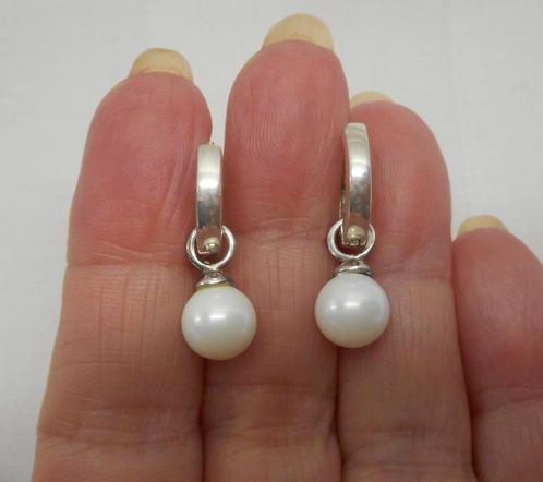 Zilveren oorringen met afneembare bedel hangers nr.801, Sieraden, Tassen en Uiterlijk, Oorbellen, Zo goed als nieuw, Hangers, Zilver