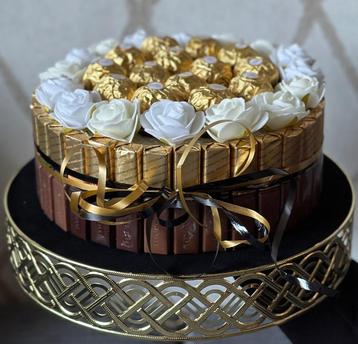 Nieuwe Ferrero Rocher en Merci taart. Chocolate cake 