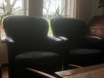 Te koop: 2 zwarte leren fauteuils Leolux Excalibur, Ophalen, Gebruikt, 100 tot 125 cm, Leer