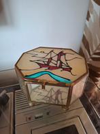 Vintage sieradendoosje gebrandschilderd glas, Ophalen of Verzenden