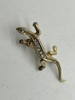 C343 Prachtige zilveren broche hagedis goudkleurig, Ophalen of Verzenden, Zilver, Broche, Verguld