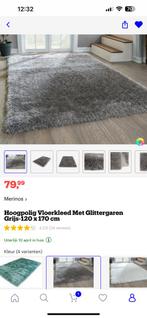 Shaggy hoogpolig tapijt vloerkleed met glittergaren 120/170, Huis en Inrichting, 200 cm of meer, Grijs, Rechthoekig, Zo goed als nieuw