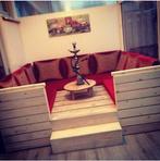 Terraszitting handgemaakt met kussens, Huis en Inrichting, Banken | Bankstellen, Ophalen of Verzenden, Gebruikt, Hoekbank, Hout