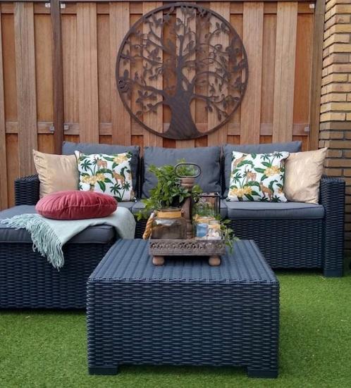 Z.g.a.n 4/5 persoons tuinset/3 zits tuinbank + loungestoel, Tuin en Terras, Tuinsets en Loungesets, Zo goed als nieuw, Bank, Bijzettafel