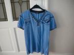 heel leuk blauw shirt korte mouw met v hals large wam denim, Ophalen of Verzenden, Zo goed als nieuw, Maat 52/54 (L), Blauw