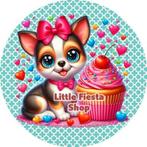 L362 icing luxe hondje 20cm eetbare taart plaat print top, Ophalen of Verzenden, Nieuw, Taarten, Versiering