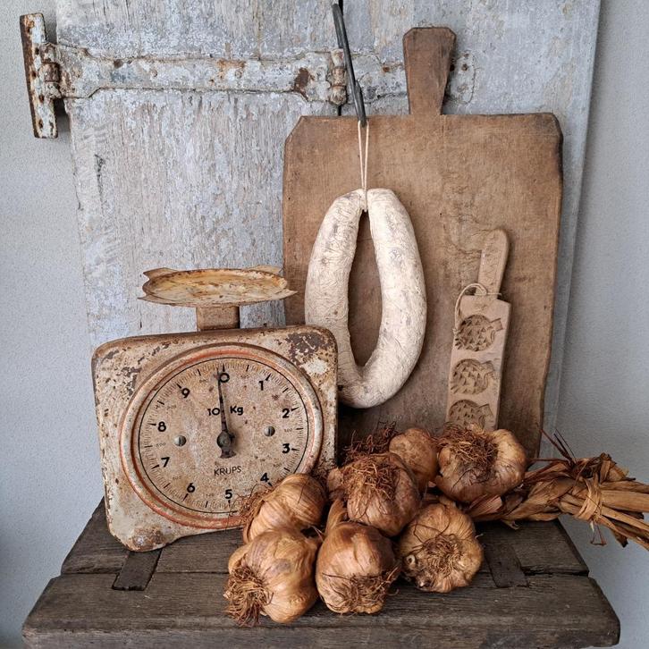 Oude Krups weegschaal houten plankje suikerplankje *Etage3*, Huis en Inrichting, Woonaccessoires | Overige, Gebruikt, Ophalen of Verzenden