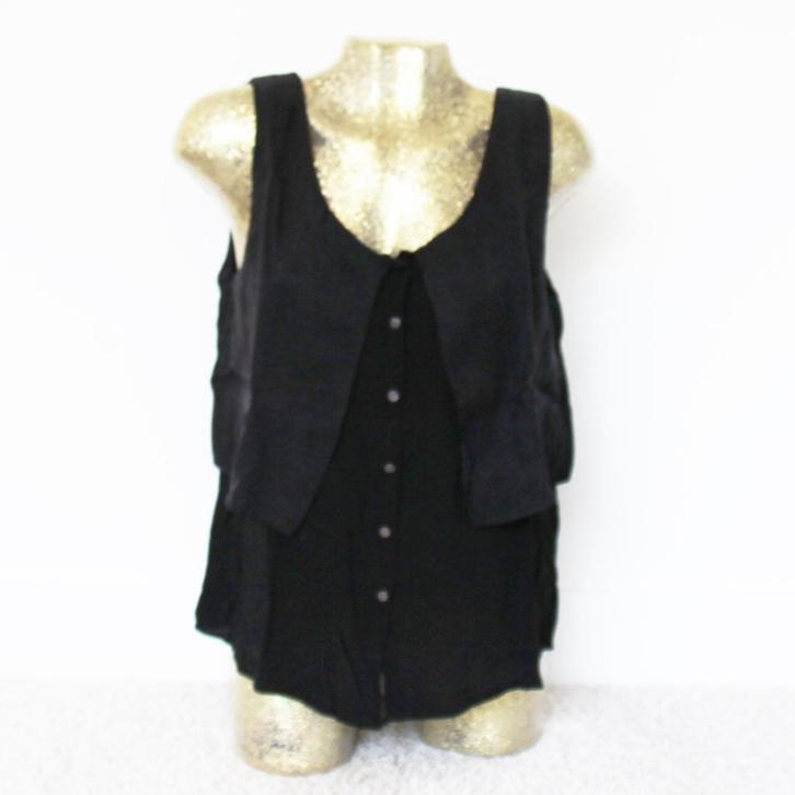 Object Topje Zwart (Maat 42) - 25 € 15,-, Kleding | Dames, Tops, Zo goed als nieuw, Maat 42/44 (L), Zwart, Zonder mouw, Ophalen of Verzenden