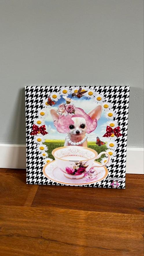 Canvas De Kunstboer “Chiwawa” chihuahua canvas 40x40cm, Huis en Inrichting, Woonaccessoires | Schilderijen, Tekeningen en Foto's