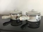 Retro (soep)kommen + handvatten + deksel, speckled stoneware, Ophalen of Verzenden, Huis en Inrichting