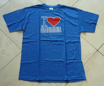 Nieuw blauw T-shirt met print I Love Gran Canaria (maat XXL) beschikbaar voor biedingen