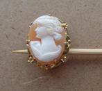 9 karaat gouden broche met camee [959], Sieraden, Tassen en Uiterlijk, Antieke sieraden, Verzenden, Goud, Broche, Met edelsteen