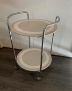 Puhlmann vintage bijzettafeltje verrijdbaar, Huis en Inrichting, Ophalen, Minder dan 55 cm, Rond, Zo goed als nieuw