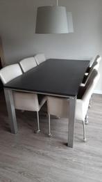 Zeer nette eetkamer tafel met zes stoelen, Huis en Inrichting, Tafels | Eettafels, 150 tot 200 cm, Gebruikt, Rechthoekig, Modern, strak