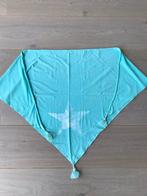 mintgroene katoenen driehoek sjaal met klosjes, Kleding | Dames, Ophalen of Verzenden, Zo goed als nieuw, Sjaal