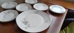 Porselein gebak set schotels schaal grijs motief, Antiek en Kunst, Antiek | Servies compleet, Ophalen of Verzenden