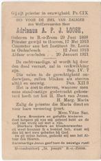 Priester Adr. Loose 1888 Bergen op Zoom + 1921 Oudenbosch, Verzamelen, Bidprentjes en Rouwkaarten, Verzenden