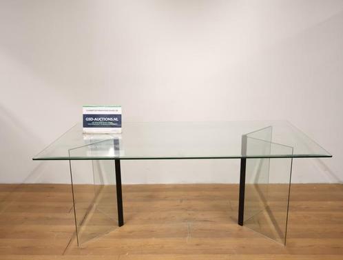 Glazen Eetkamertafel, Huis en Inrichting, Tafels | Eettafels, Gebruikt, 50 tot 100 cm, 150 tot 200 cm, Rechthoekig, Glas, Ophalen of Verzenden