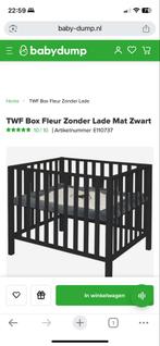 TWF Fleur Box - Mat Zwart inclusief boxkleed Meyco, Kinderen en Baby's, Boxen, Ophalen, Nieuw, Vierkant, In hoogte verstelbaar