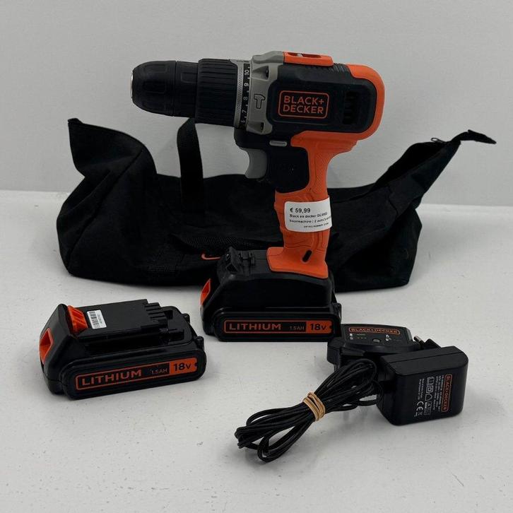 Black en decker BC0003 boormachine | 2 accus en lader |, Doe-het-zelf en Verbouw, Gereedschap | Boormachines, Zo goed als nieuw