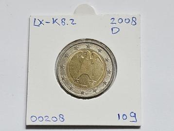 2-euromunt Duitsland (D) J 2008 Koers LX-K8.2 beschikbaar voor biedingen