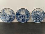 Delfts Blauwe Bordjes - Agrarisch Thema - Set van 3, Antiek en Kunst, Antiek | Wandborden en Tegels, Ophalen of Verzenden