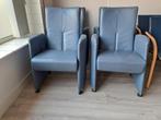 4 ijsblauwe lederen Leolux Doppler eettafel stoelen, Ophalen, Design, Zie google, Zie google