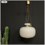 Vintage opaline Lamp Hanglamp Pendellamp, Huis en Inrichting, Lampen | Hanglampen, Ophalen, Gebruikt, Vintage, Glas