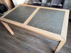 Massief blank eiken met grijze natuursteen eettafel en meer, Huis en Inrichting, Tafels | Eettafels, Ophalen, Eikenhout, 50 tot 100 cm