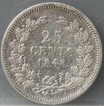 Zilveren kwartje 1848 - 25 cent 1848 Willem 2 - met punt, Postzegels en Munten, Munten | Nederland, Zilver, Koning Willem II, Losse munt