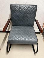 VidaXL leren fauteuil grijs luxe & industrieel, Huis en Inrichting, Fauteuils, Ophalen, Zo goed als nieuw, Metaal