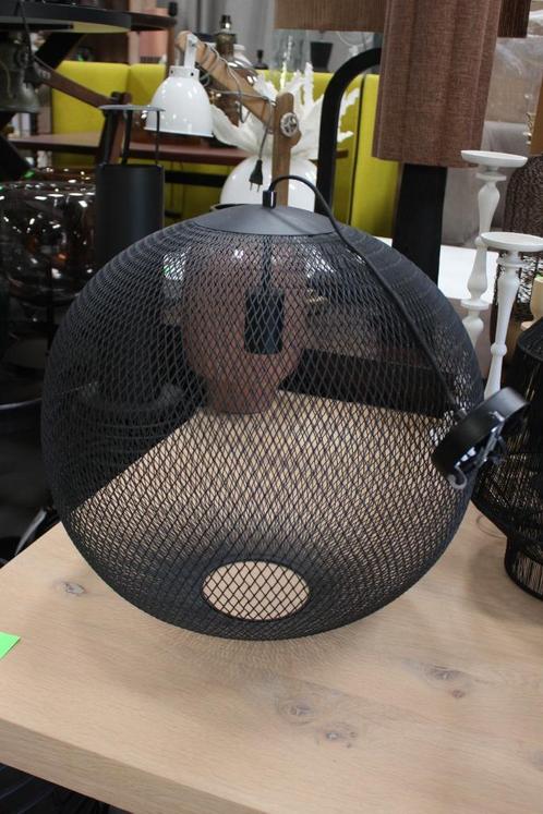 Ronde zwarte metalen open hanglamp draadlamp Ø50 cm., Huis en Inrichting, Lampen | Hanglampen, Zo goed als nieuw, Metaal, Ophalen of Verzenden