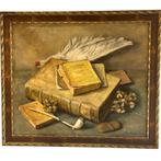 Douwe Mattheus Hoogeveen (1891-1976) Stilleven boeken + pijp, Antiek en Kunst, Kunst | Schilderijen | Klassiek, Ophalen of Verzenden