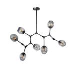 Moderne hanglamp met rookglazen bollen, Ophalen, 50 tot 75 cm, Zo goed als nieuw, Glas