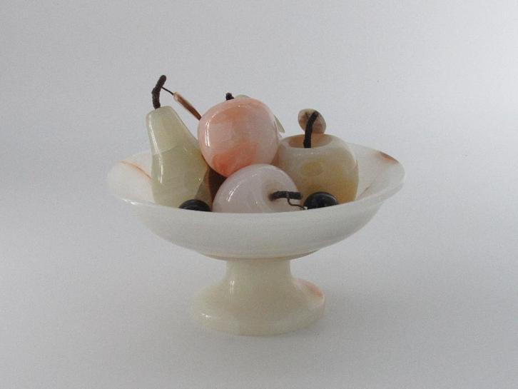 Natuurstenen fruitschaal (Onyx marmer) (Groen), Antiek en Kunst, Curiosa en Brocante, Ophalen of Verzenden