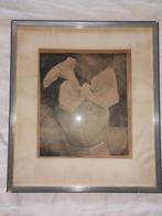 Jan Voerman junior litho. Lelies in ronde pot, Ophalen of Verzenden