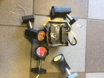 4 gekleurde spots met transfo, mancave, sfeerverlichting  beschikbaar voor biedingen